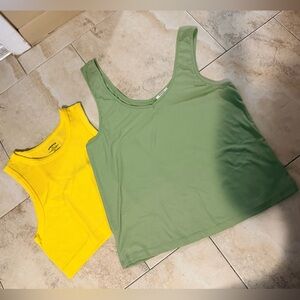 BUNDLE - 2 Ribbed Tank Tops - Green and Bright Yellow